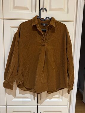 Uniqlo Corduroy Shirt Jacket in Chestnut Brown S